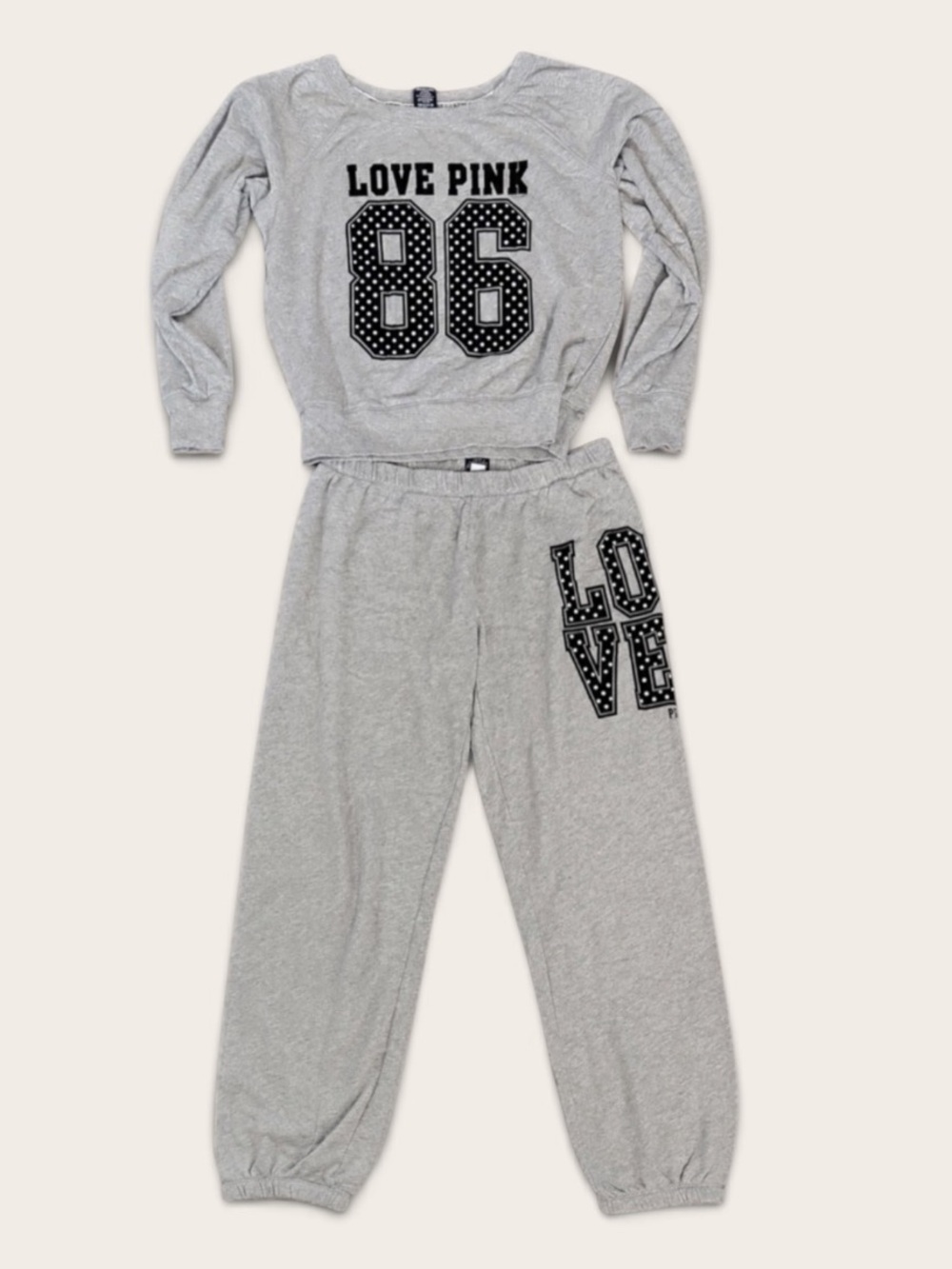 VINTAGE PINK Victoria's Secret Gray 'LOVE PINK 86' Matching Set - Picture 2 of 6